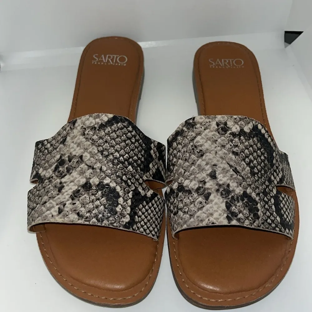 Franco Sarto Ginelle Leather Slide Sandals Snakeskin Snake Print Women’s 9.5 - Image 3