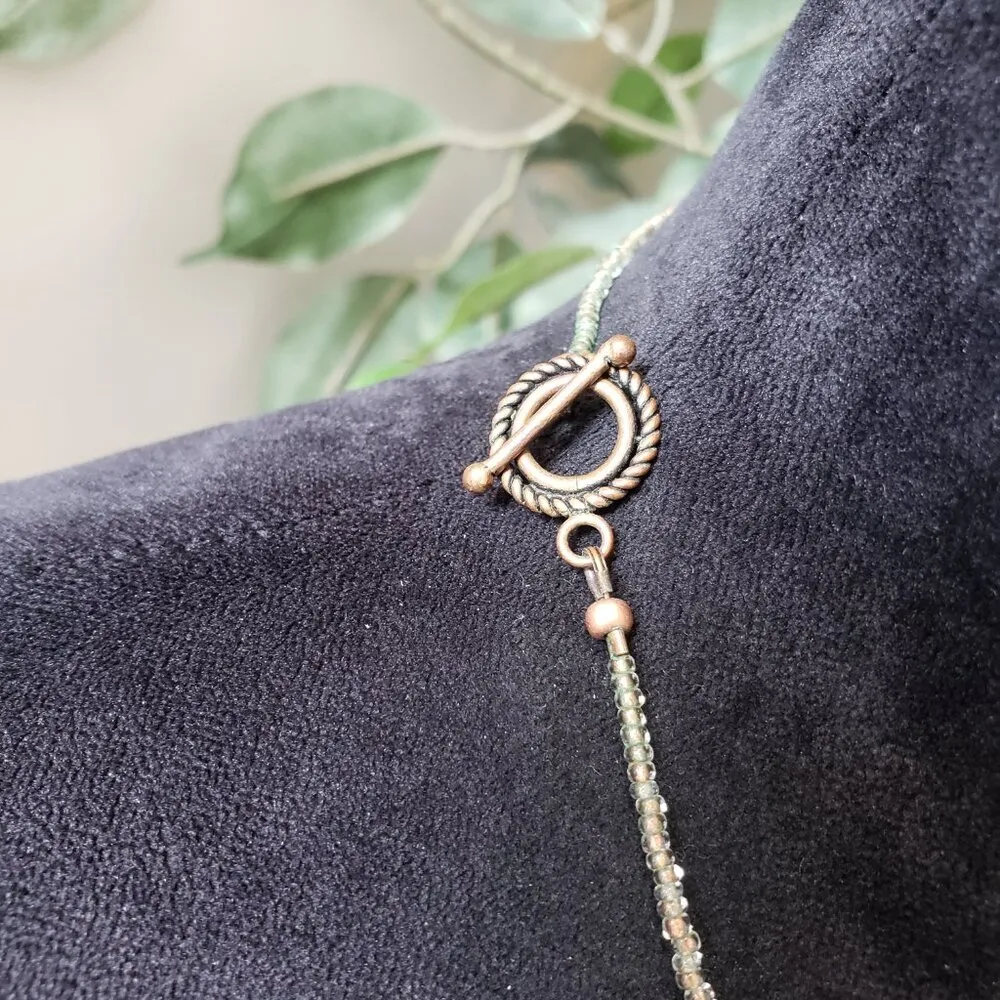 Womens Fashion Crystals & Studded Brass Beads Necklace with Round Toggle Clasp - Image 6