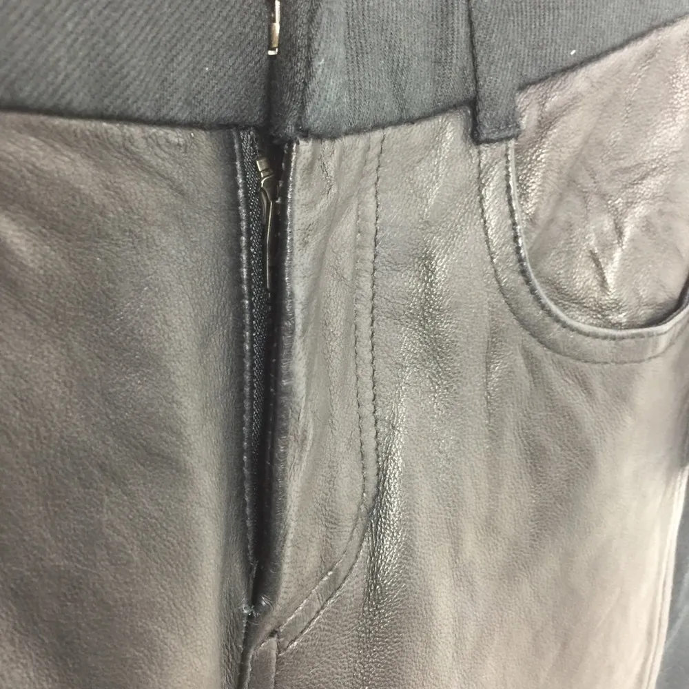 Helmut Lang Leather Panel Skinny Jeans Black 24 - Image 16