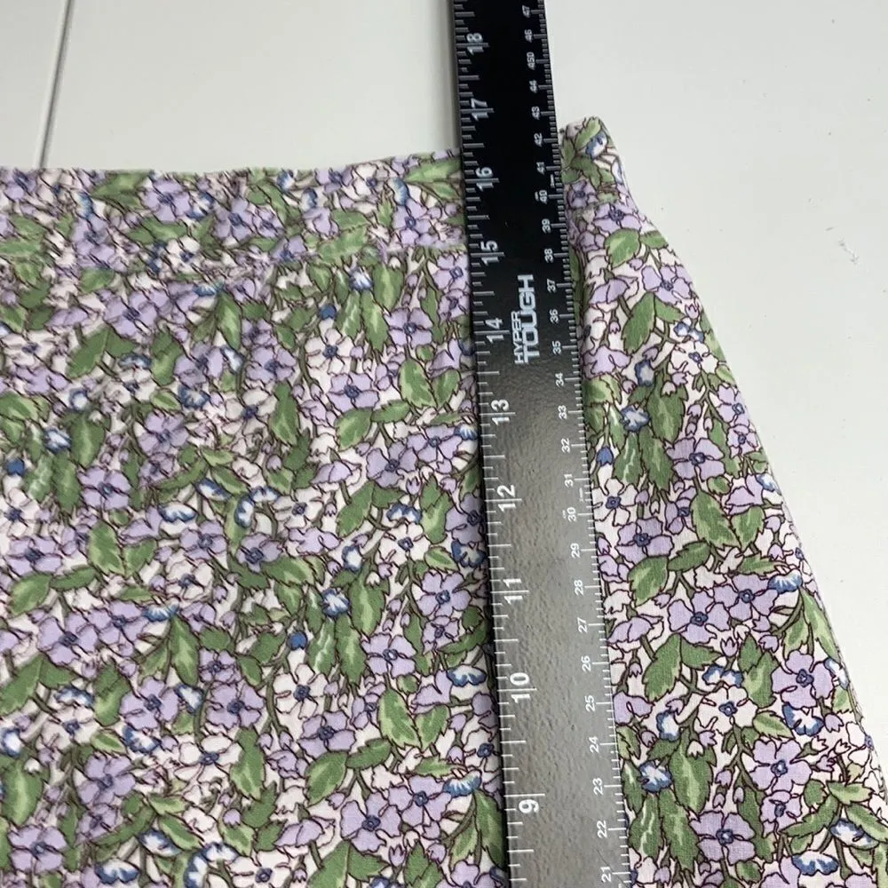 AMERICAN EAGLE, Stretch, Paisley, Retro, Mini Skirt‎ Size 6 Purple Green Pocket - Image 5
