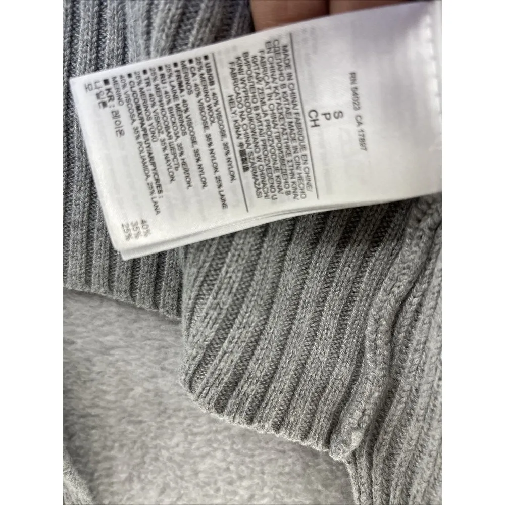 Banana Republic Cardigan Ribbed Knit Waterfall open Front High Merino Wool Gray - Image 5