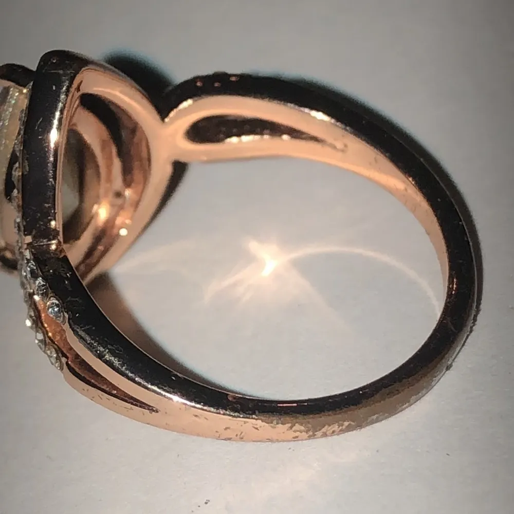 Size 6.75 Rose Gold Tone Smoky Quartz CZ Rhinestone Fashion Statement Ring - Image 4