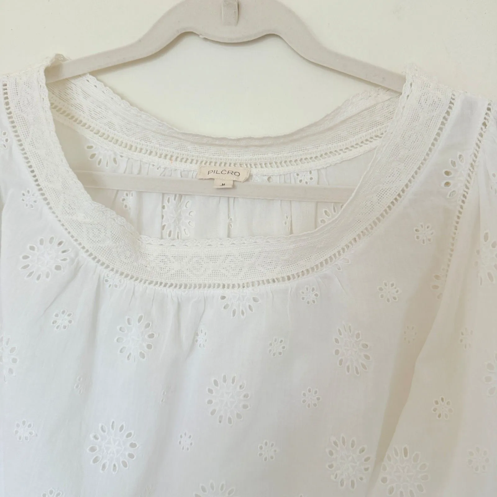 Pilcro Long Sleeve Eyelet Swing Blouse Cotton Whimsical Romantic Boho Top Sz M - Image 5