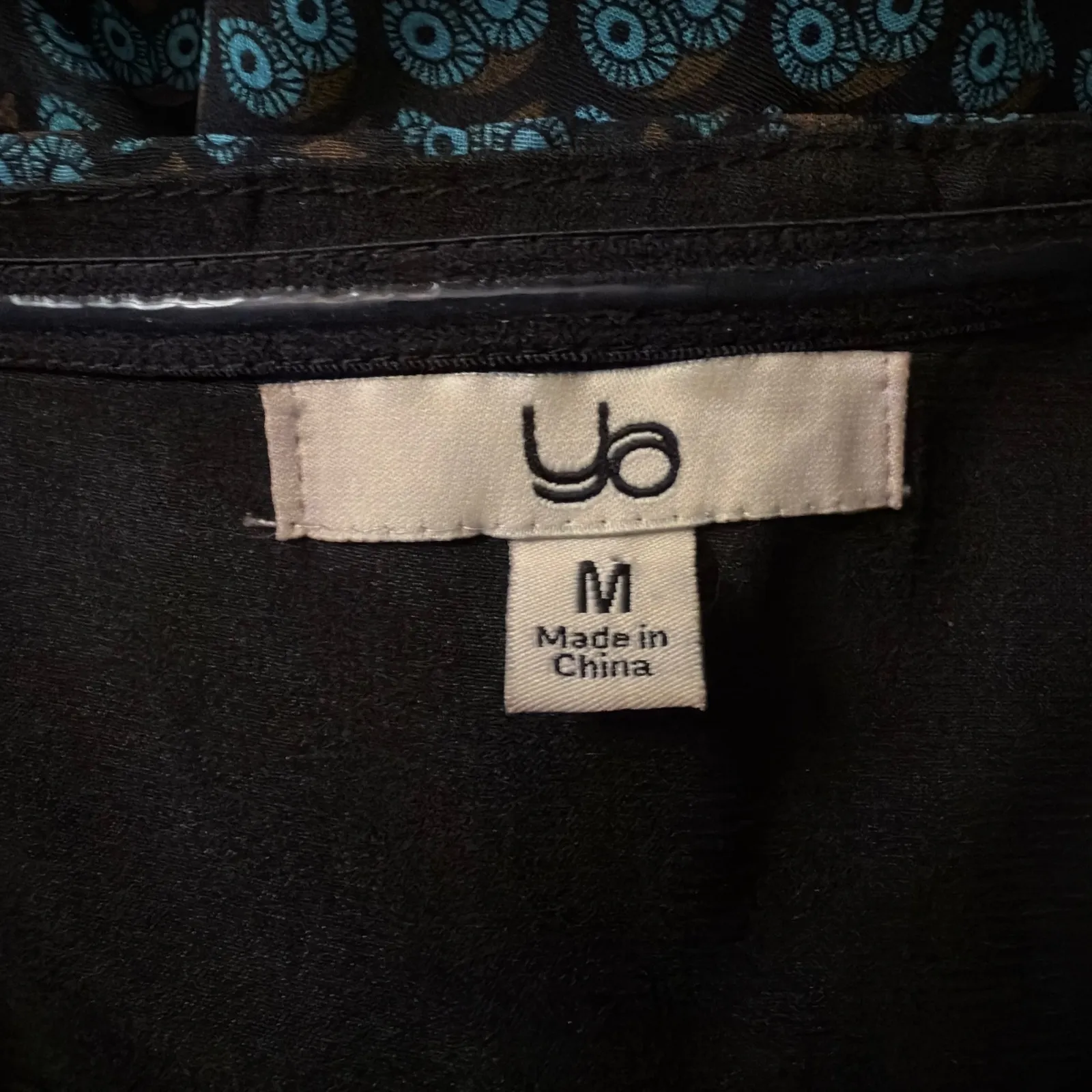 Ya‎ Black & Teal Owl Print Strapless Dress Ruffle Hem Silk Blend - Size M - Image 3