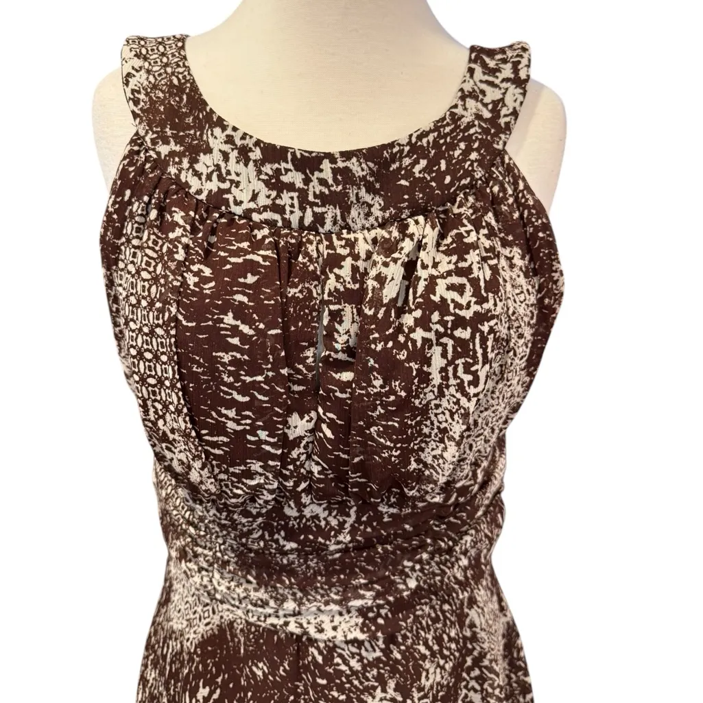 Connected Apparel Brown Abstract Animal Print Sleeveless Ruched Size 12 - Image 4