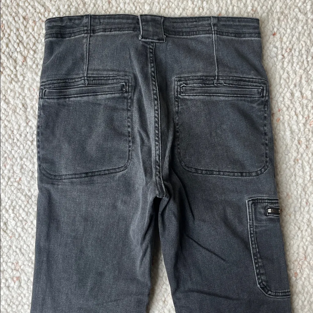 Anthropologie Pilcro Zip Moto Cargo Demilune Boot Jeans Washed Black 28 - Image 6