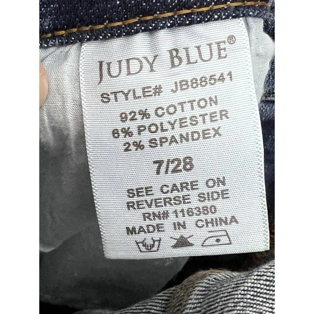 Judy Blue Jeans Women Sz 7 / 28 Boyfriend Fit Cut Off Bottoms JB88541 High Waist - Image 4