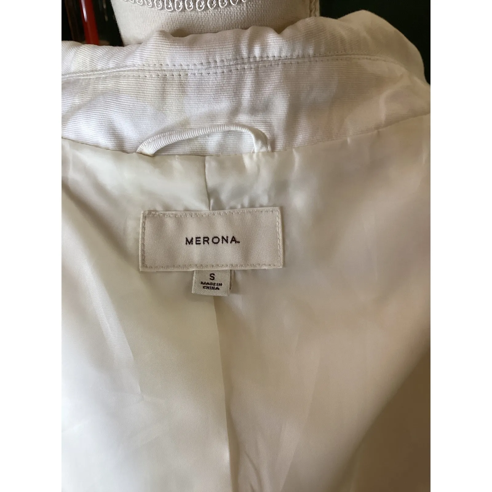 Merona Women Beige Polka Dot Double Breasted Belted Trench Coat Size S - Image 7