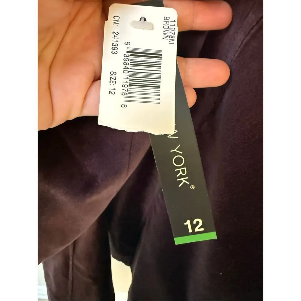 Vintage Briggs New York Chocolate Brown Velvet Velour Blazer Size 12 - Image 5