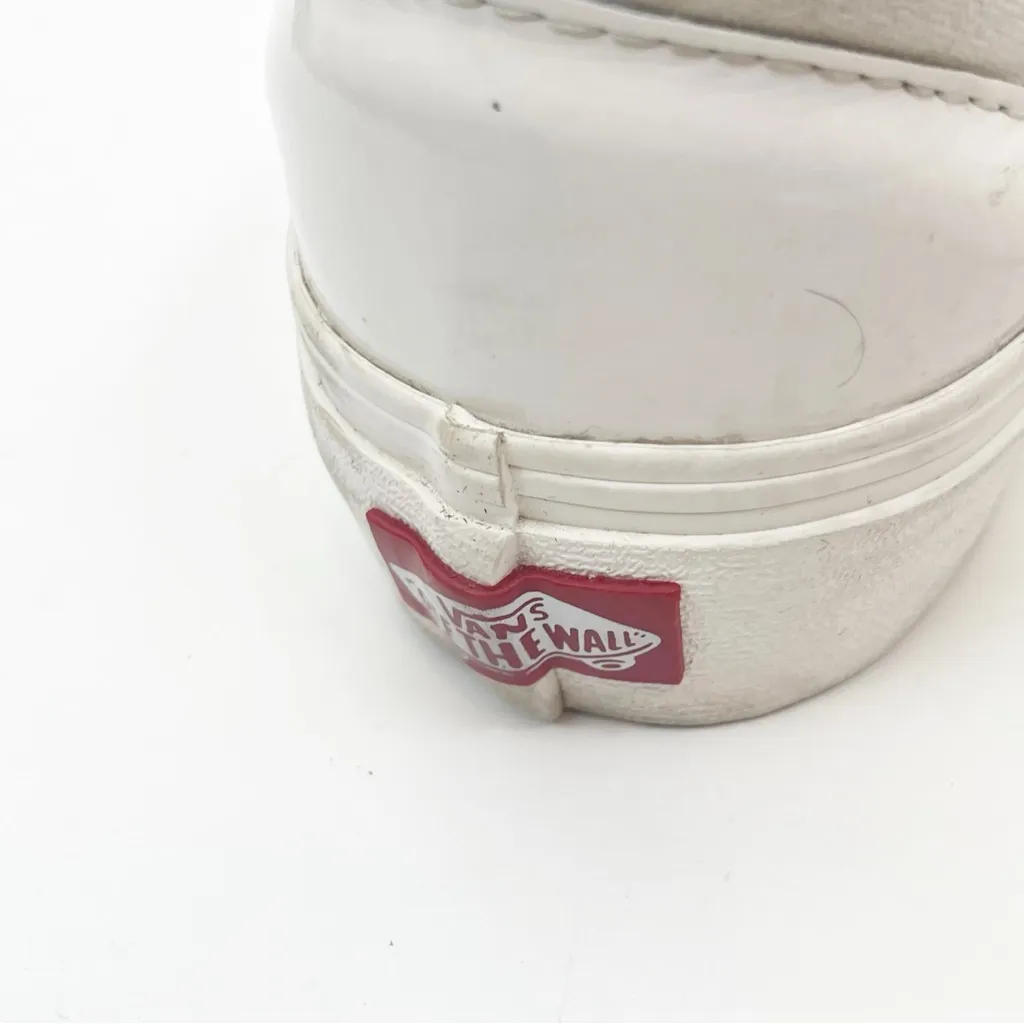 VANS x Karin Rozunko White Patent Leather Platform Slip On Sneakers Size 7.5 - Image 10