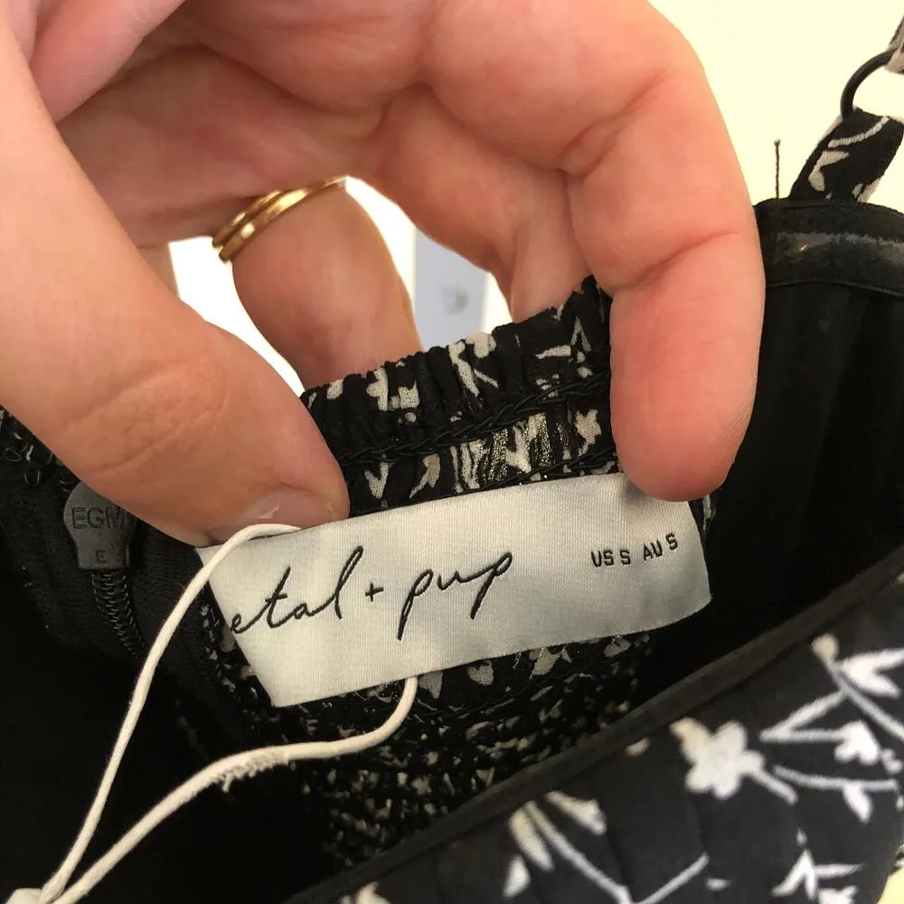 Petal + Pup NWT Women's Achanti Pleated Maxi Dress Black Floral Dress Size S - Image 7