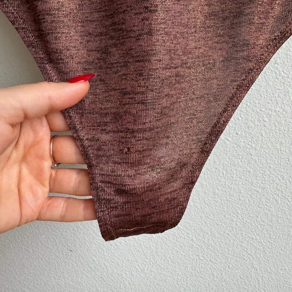 Revolve Alix NYC Bronze Gold Short Sleeve Bodysuit Blouse Size Small? medium? Brown - Image 3