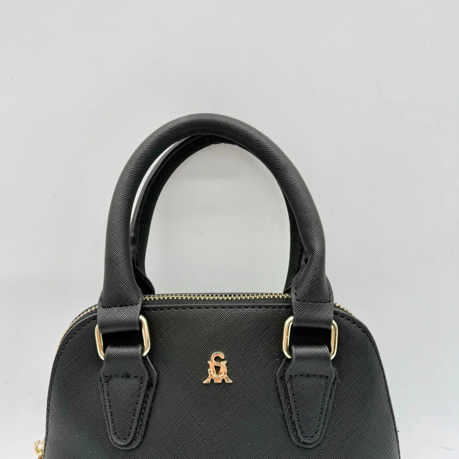 Steve Madden Black Mini Top Handle Bag Gold Hardware - Image 3