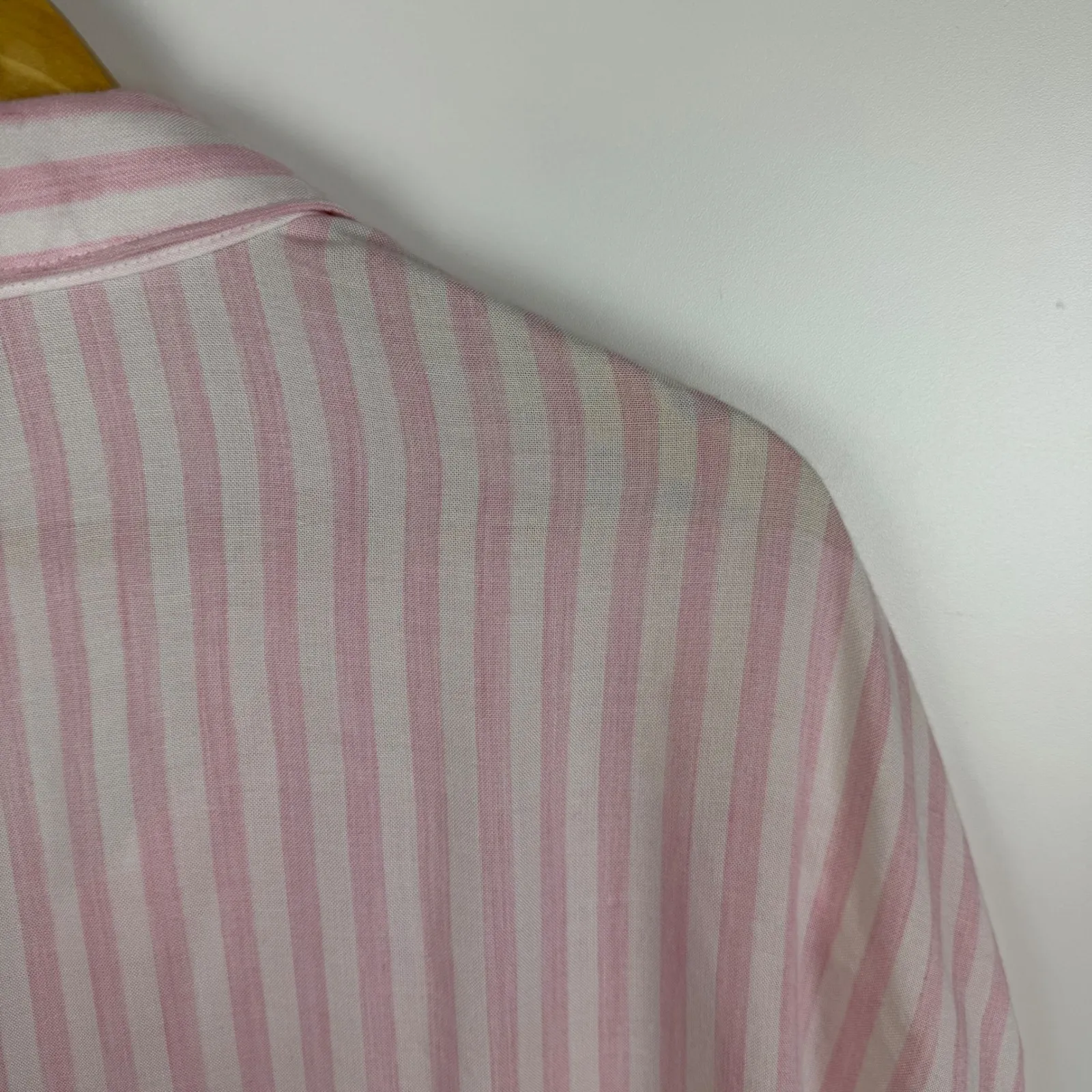MELLODAY Stripe Button Front Shirt Size 3X Pink Tie Sleeve Coastal Chic Preppy - Image 3