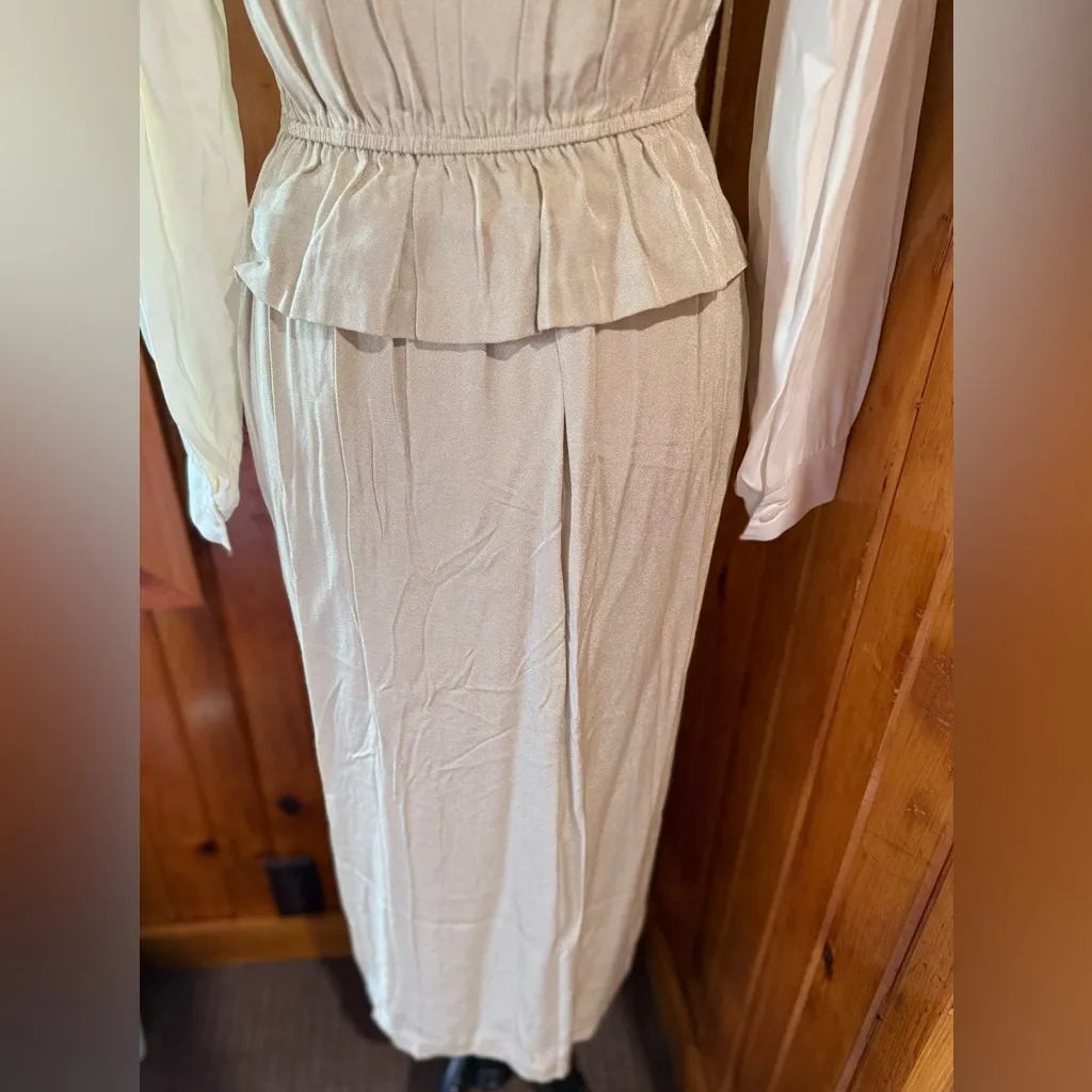 Vintage Miss Scarlet size 6 Elegant Cream Button-Up Dress‎ - Image 9