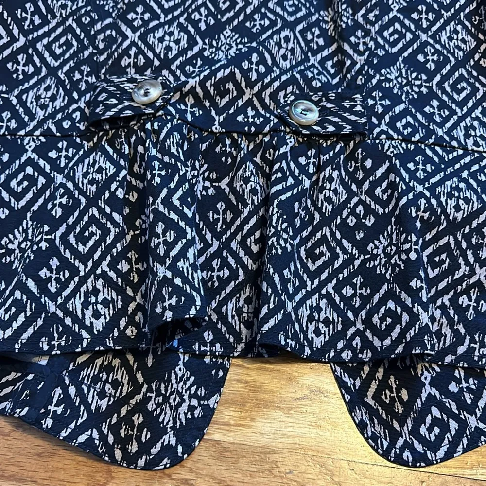 Rudy Rd. Womens Plus Size 14 Short Sleeve Stretchy Collared Button Print Jacket Tan - Image 7