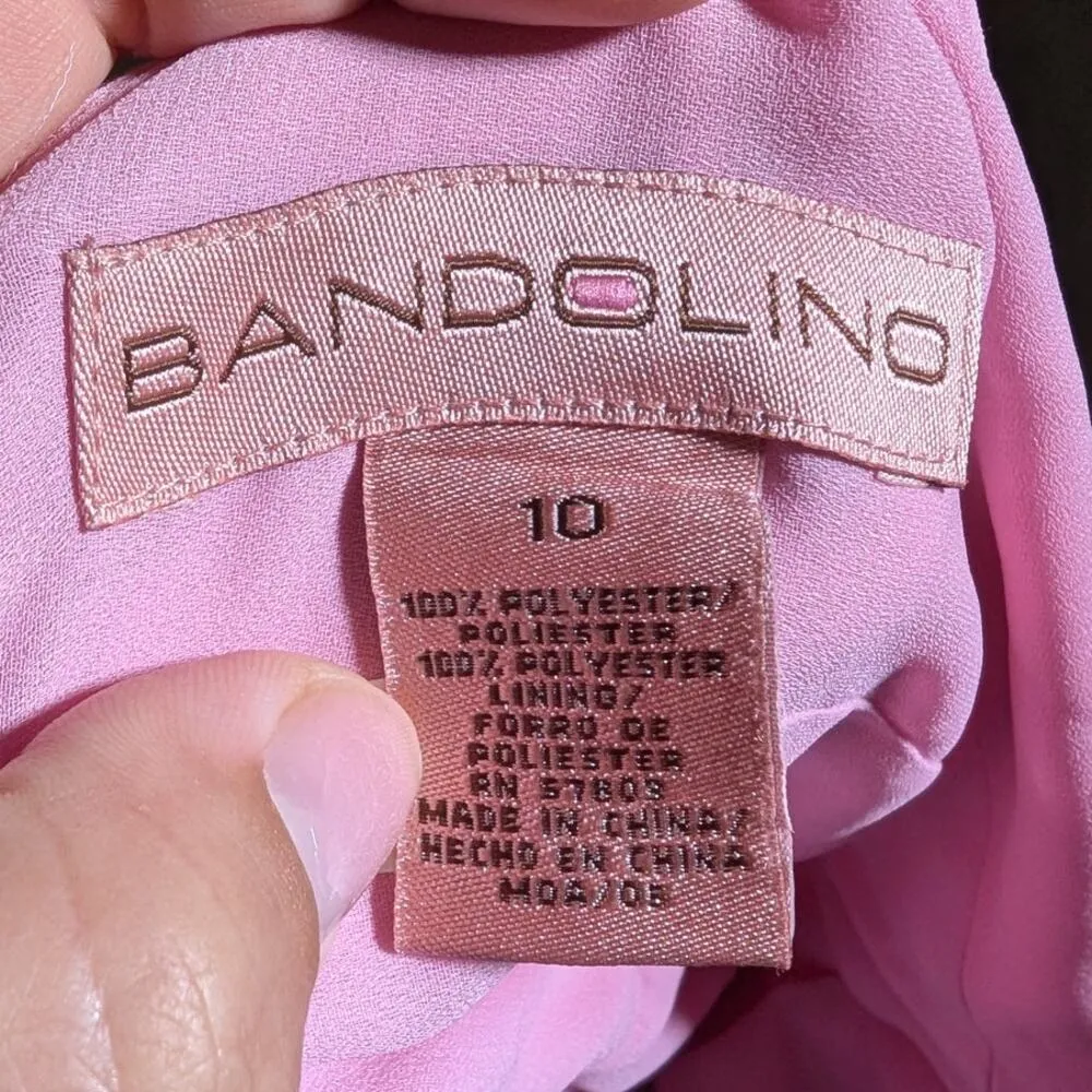 Vtg Y2K Bandolino Pink White Polka Dot Pleated Skirt Retro Halter Dress Sz 10 - Image 5