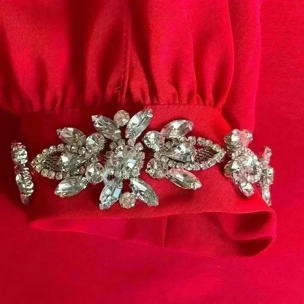 Studio Badgley Mischka Red Embellished Cuffs Blouse (Z15) - Image 6