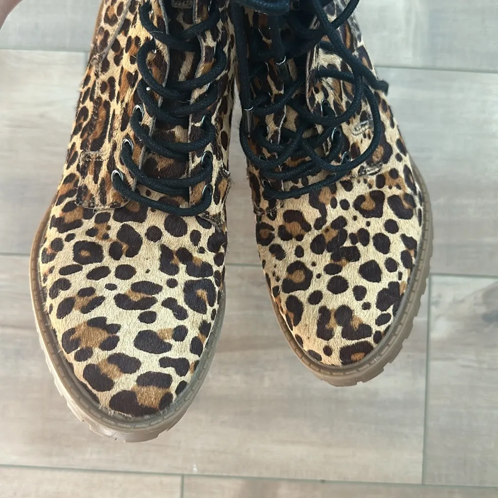 Dolce Vita Women's Leopard Animal Print Lace Up Norma Boots Sz 7.5 Tan - Image 6