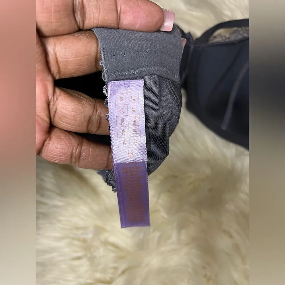 Savage x Fenty Living in The Clouds Iridescent Lace Caged bra sz 40C Gray - Image 4