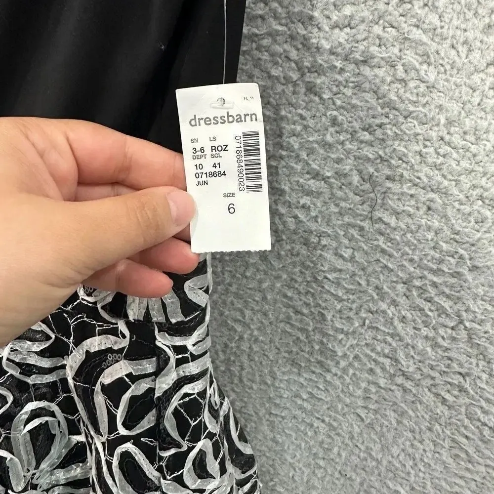 Roz & Ali Dress 6 Black White Floral‎ Lace Overlay Fit Flare Cocktail Party NWT - Image 6