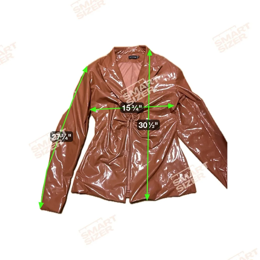 PrettyLittleThing Brown Patent Leather Blazer Jacket Size 8 - Image 8