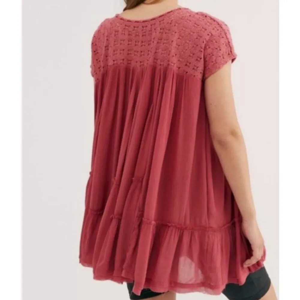 Free People Endless Summer Sz S Sunfest Crochet Embroidered Tunic Sweet Sang - Image 2