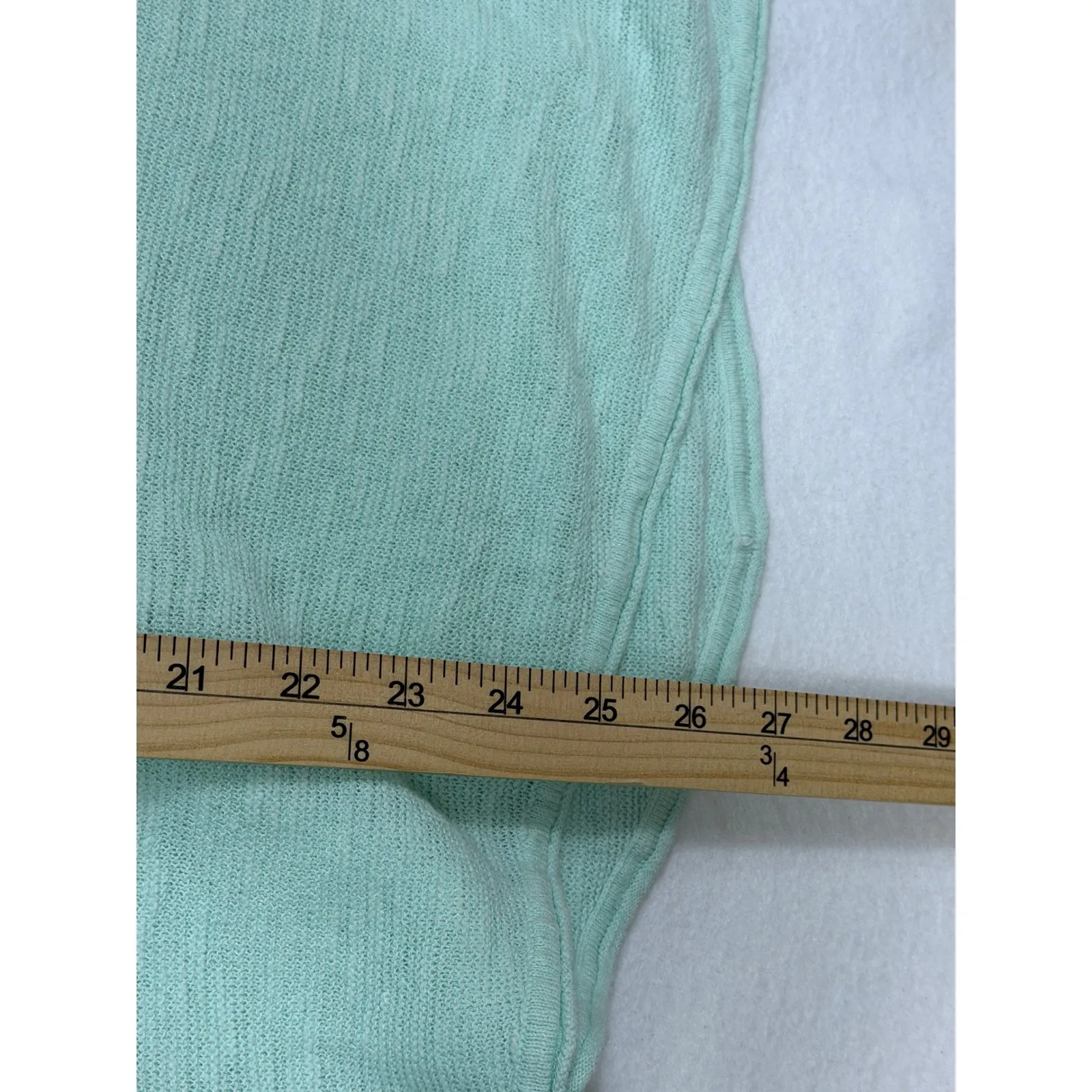 Eileen Fisher V Neck Lightweight Knit Sweater Mint Green LG Organic Linen Cotton - Image 6