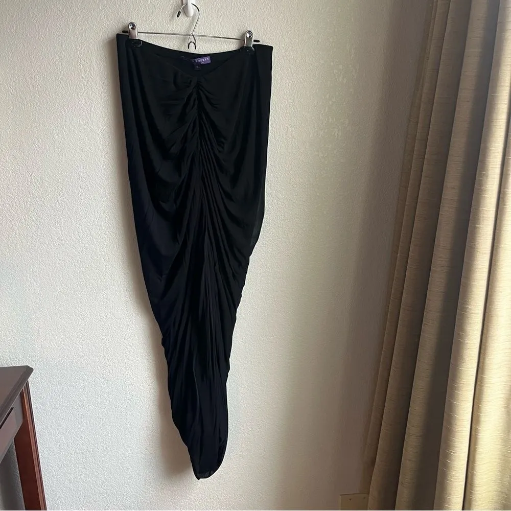 Ralph Lauren Collection Ruched Strapless Black Viscose Midi Dress Black Size 10 - Image 4