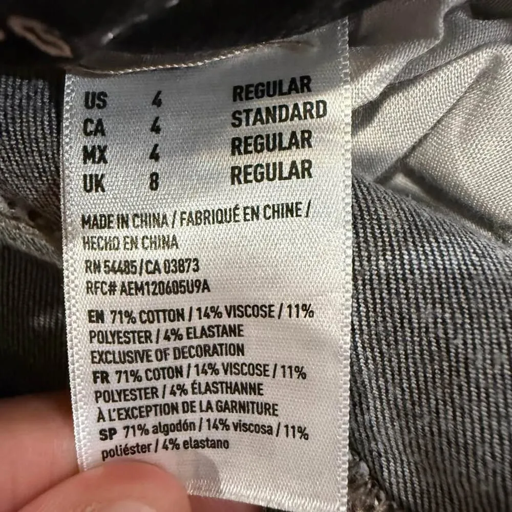 American Eagle High Rise Jegging Crop Denim Jeans Womens 4R Dark Gray Distressed - Image 8