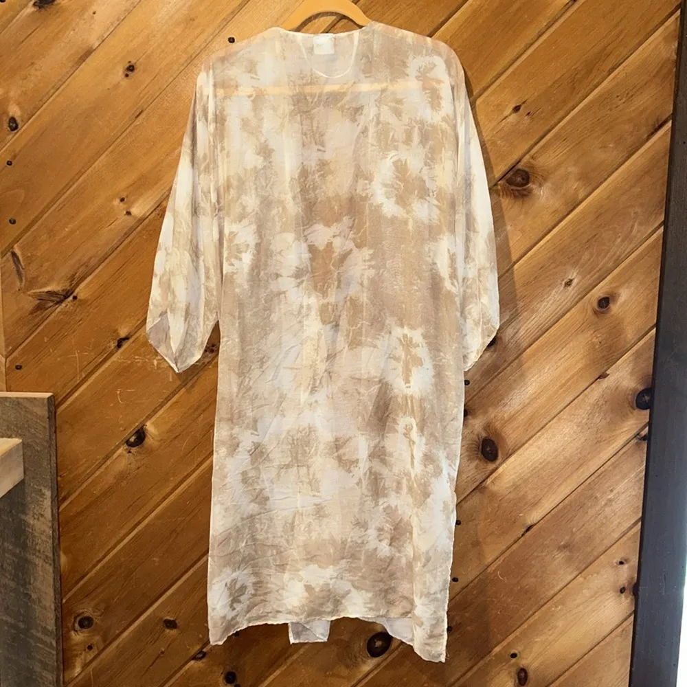 Sonoma Radial tie dye kimono tan white coverup - Image 7