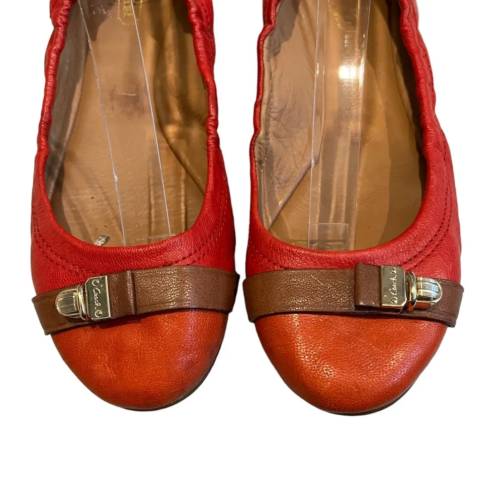 Coach Delphine Red Leather Round Toe Ballet Flats - Image 3