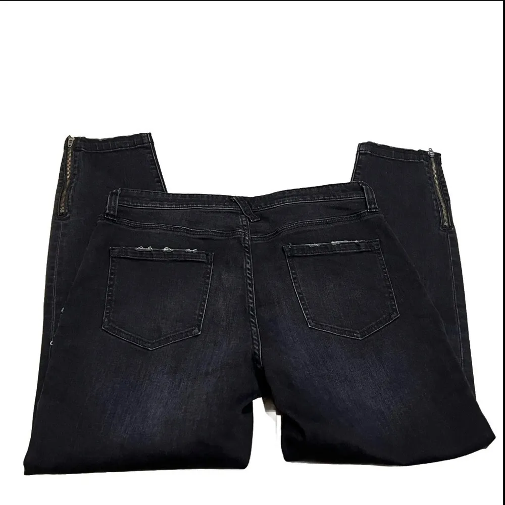 Joie Park Zipper Mid Rise Ankle Skinny Moto Jeans Stretch Dark Black Wash 31/10 - Image 5