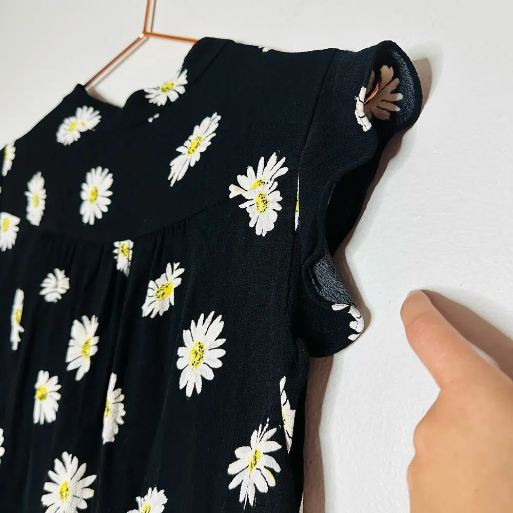 KATE SPADE Women's Black & White Daisy Dot Floral Button Front Romper Size 8 - Image 10