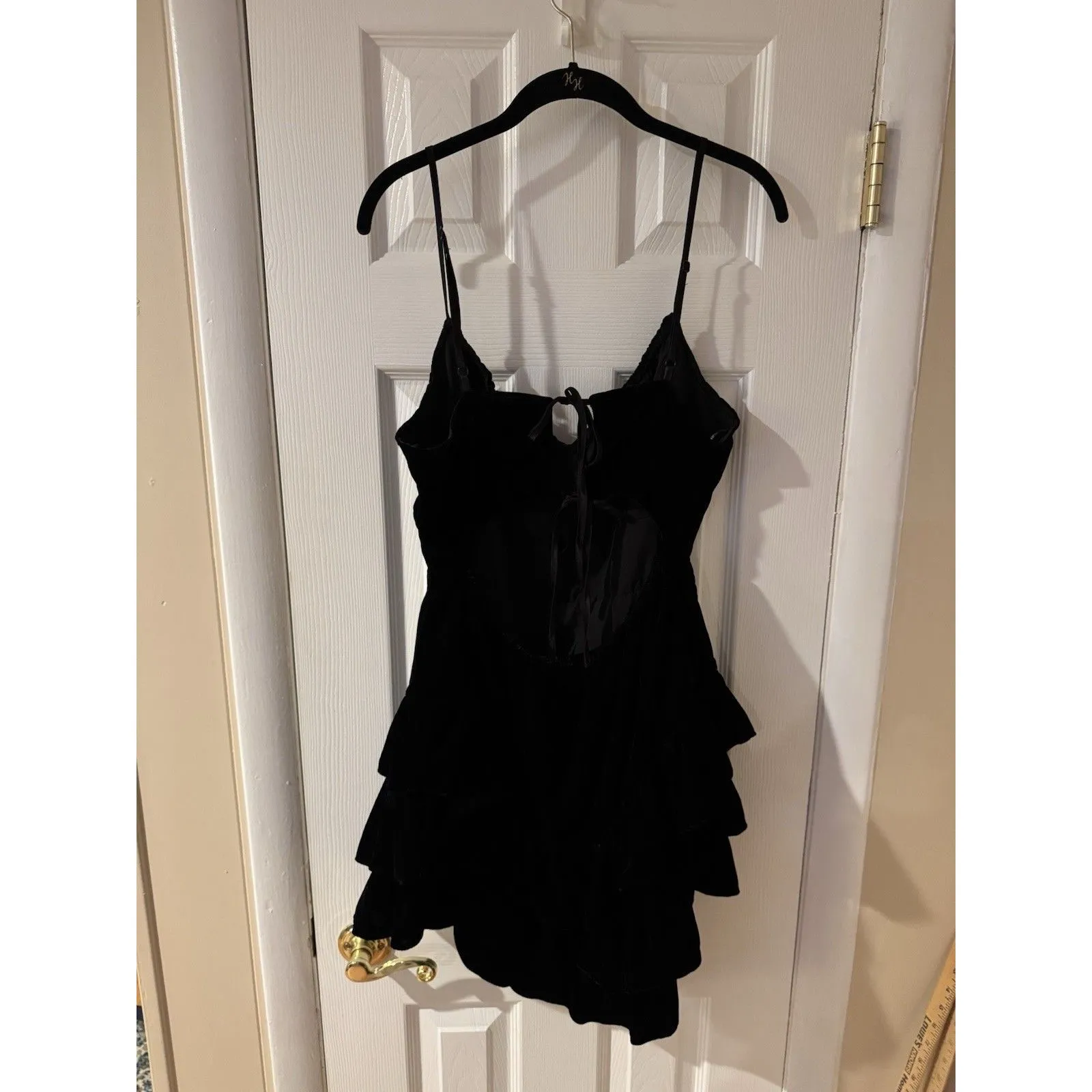 Forever 21 Dress Stretch Velvet Mini Coquette XL Black Goth Fairy Whimsigoth - Image 14