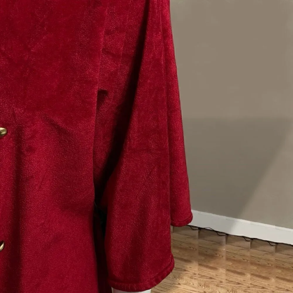 Vassarette Vintage Dark Red Velour Half Button Down Robe Sz M - Image 6