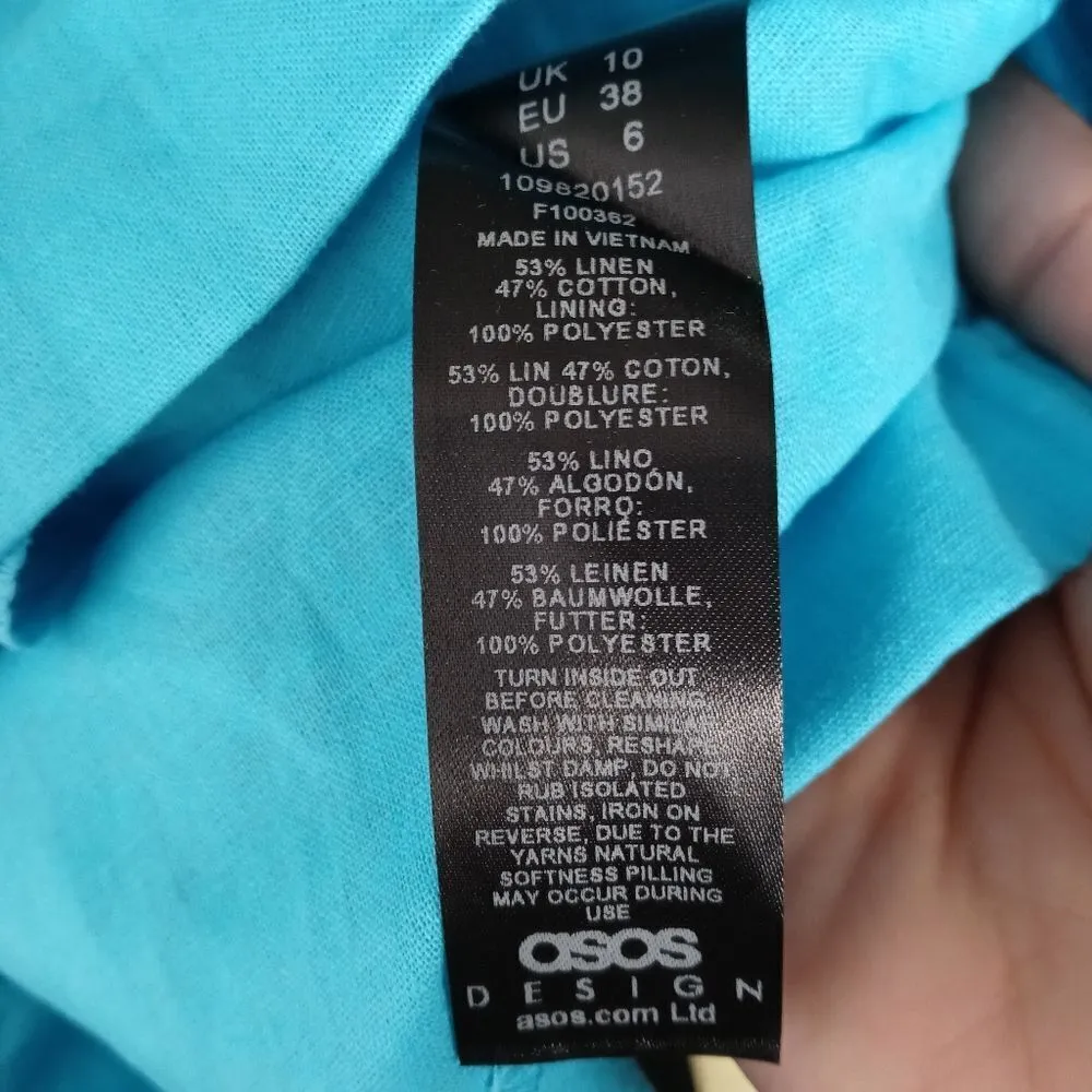 Asos linen blend blue high-waisted short size 6 - Image 6