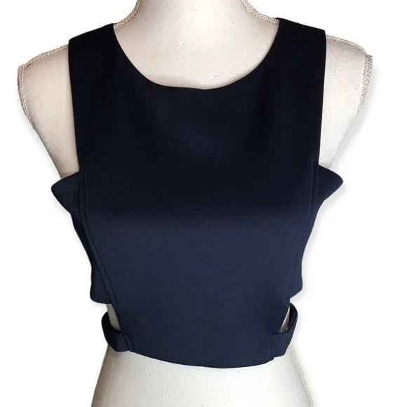 Duo Designer Collection Navy Cropped Cut Out Tank Top Size L - Image 36