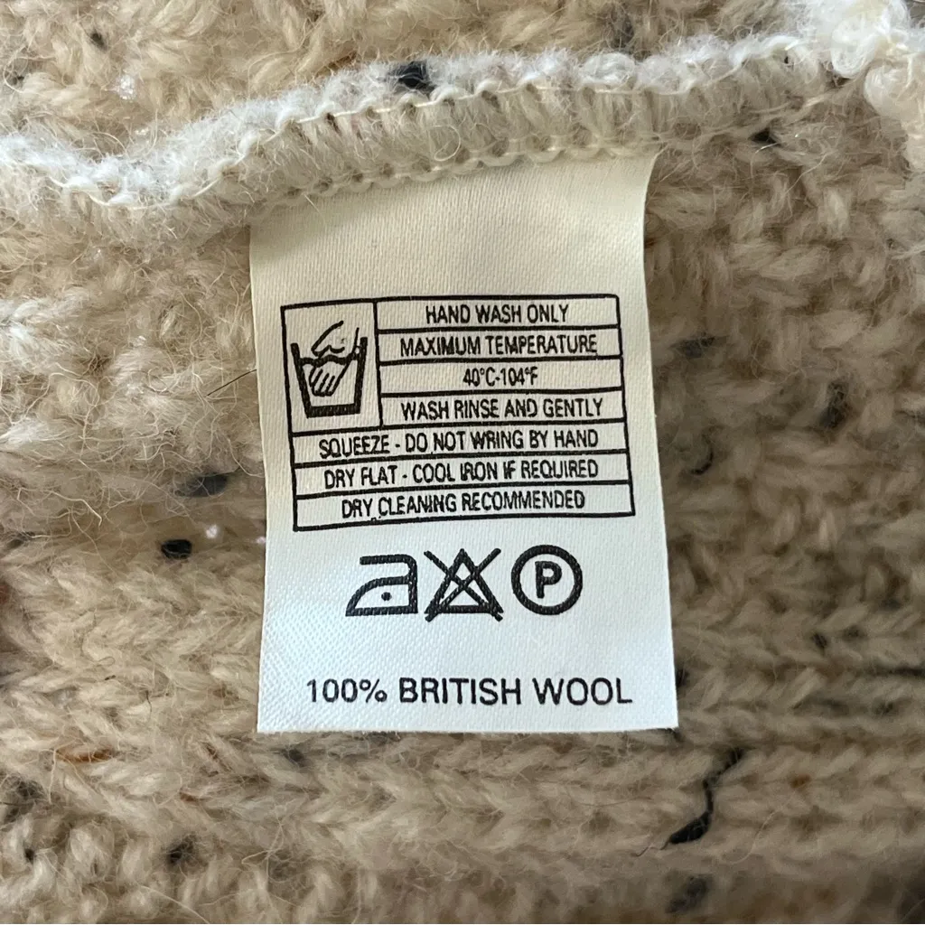 VTG Acorn 100% British Wool Aran Cable Knit Size Large Fisherman Sweater Unisex - Image 8