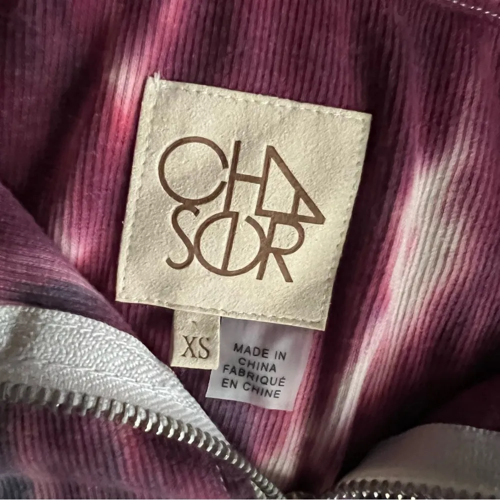Chaser Tie Dye Sweatshirt Quarter Zip Burgundy Cream Pink Top Size XS - Image 11