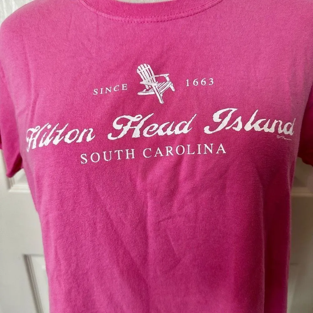 Gildan Hilton Head Island pink short sleeved T shirt - Image 6