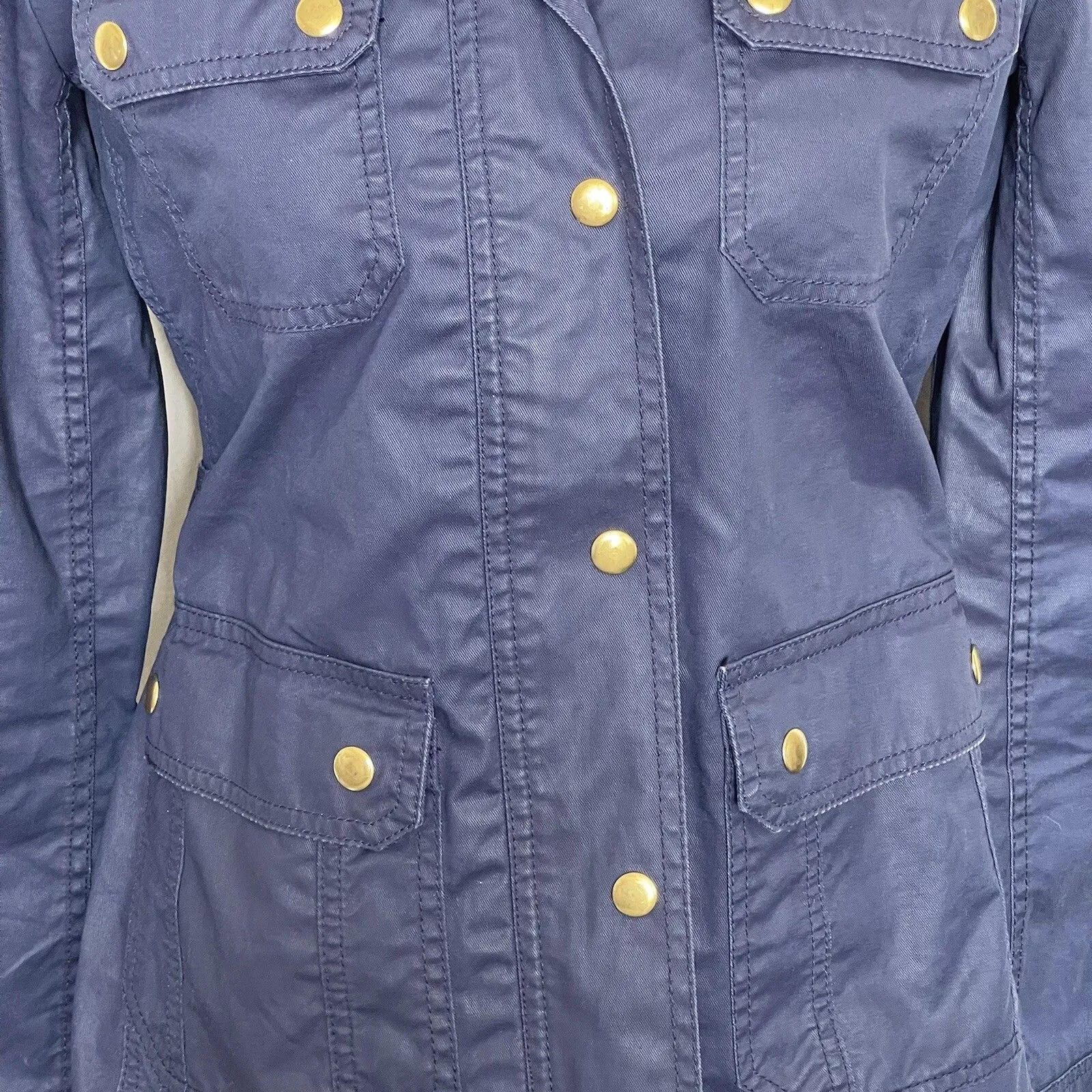 J.Crew Womens Jacket Sz Small Utility Coastal Chic Military Navy Field Outdoor - Image 6