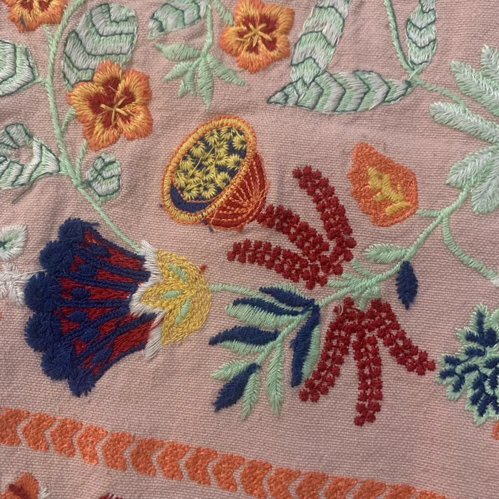 light pink floral embroidered mini skirt size S - Image 4