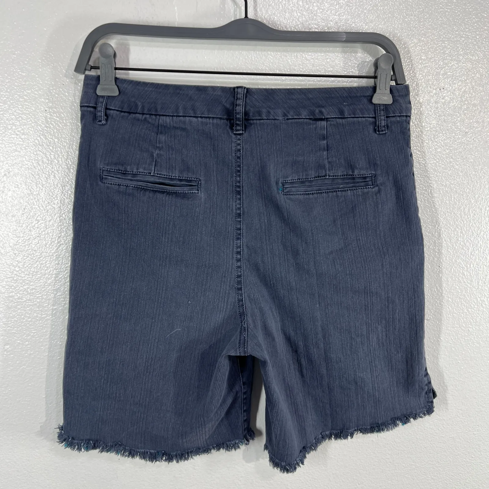 Free People FP One Frayed Hem Chino Shorts Size 6 Blue Stretch Casual Raw Edge - Image 3