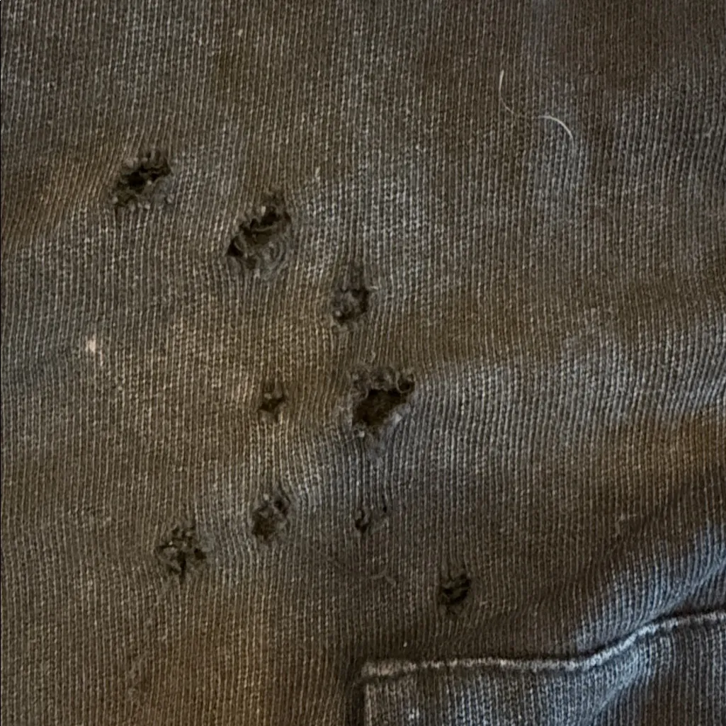 POL Women’s Distressed Dark Grey Hooded Sweatshirt Zipper Wrist Side Detail - M - Image 4