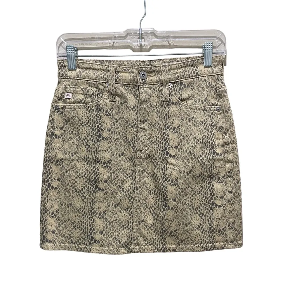 AG Adriano Goldschmied The Vera Mini Skirt Silk Python Fresh Sand Size 26 - Image 4