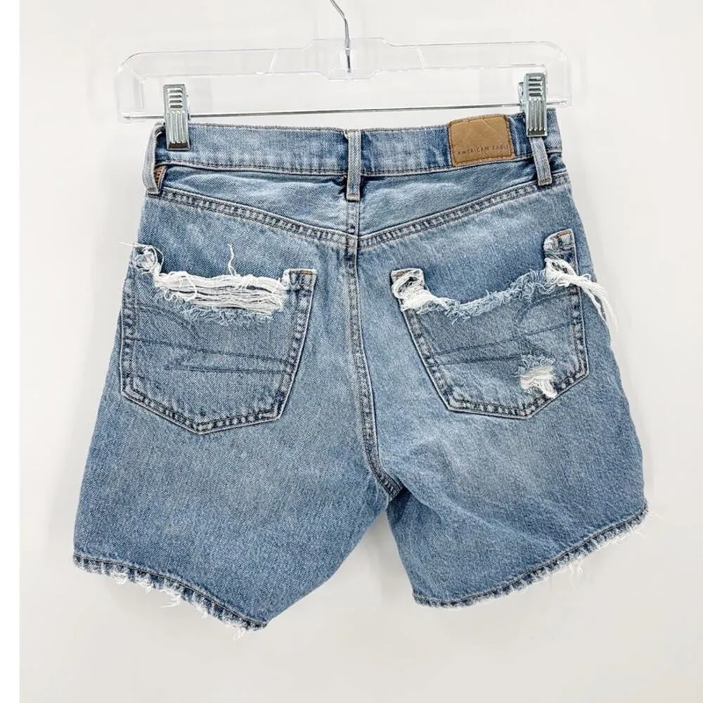 American Eagle 90s boyfriend distressed denim jean shorts mid rise summer - Image 2