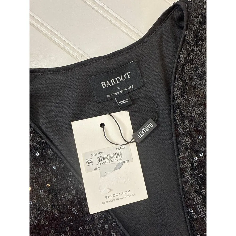 NWT Bardot Sequin Bellissa Dress Black Party Cocktail Club Glam Bling Size 2 - Image 5
