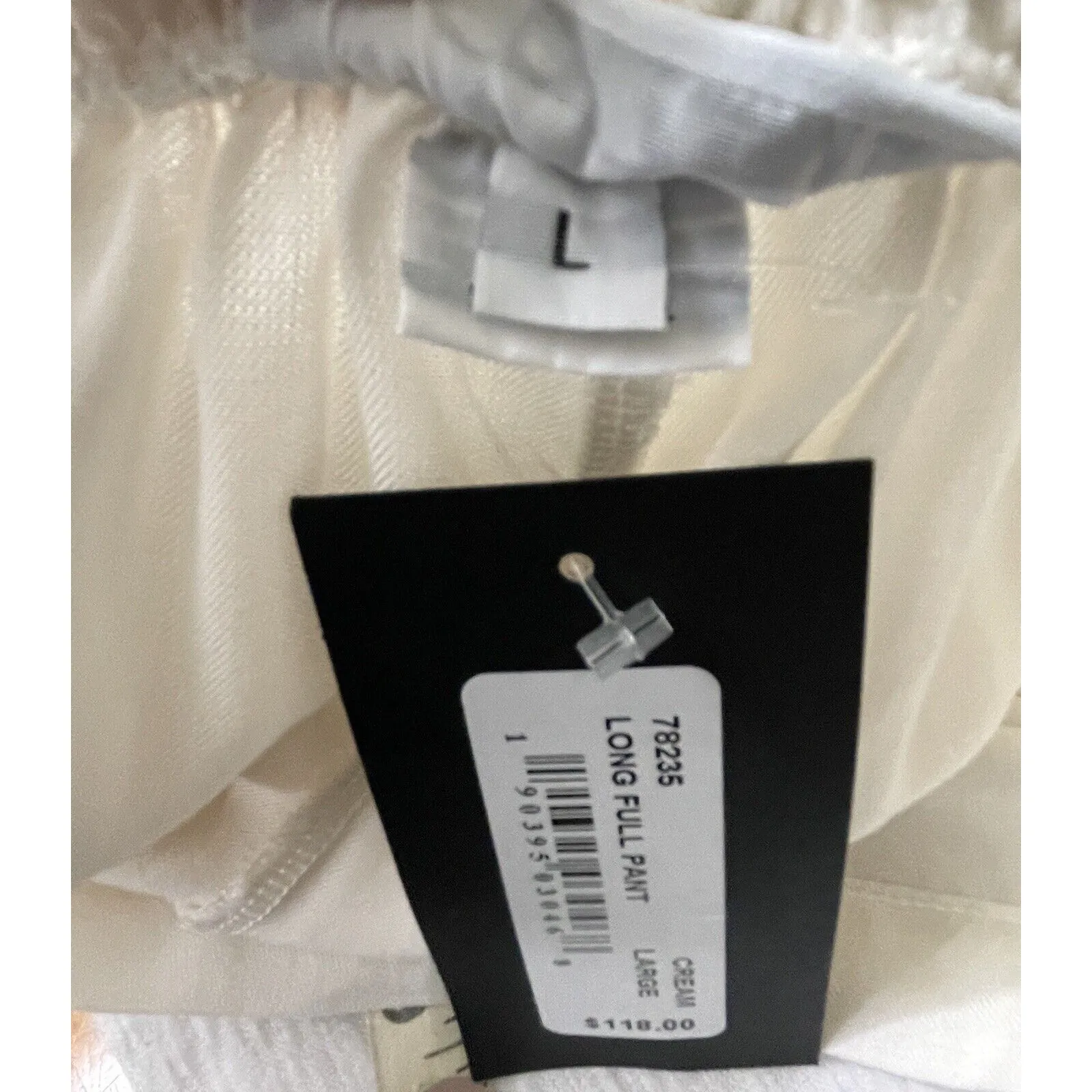 BRYN WALKER Long Full High Waist Wide Leg Pull on Pants Cream Tencel Size Large - Image 8