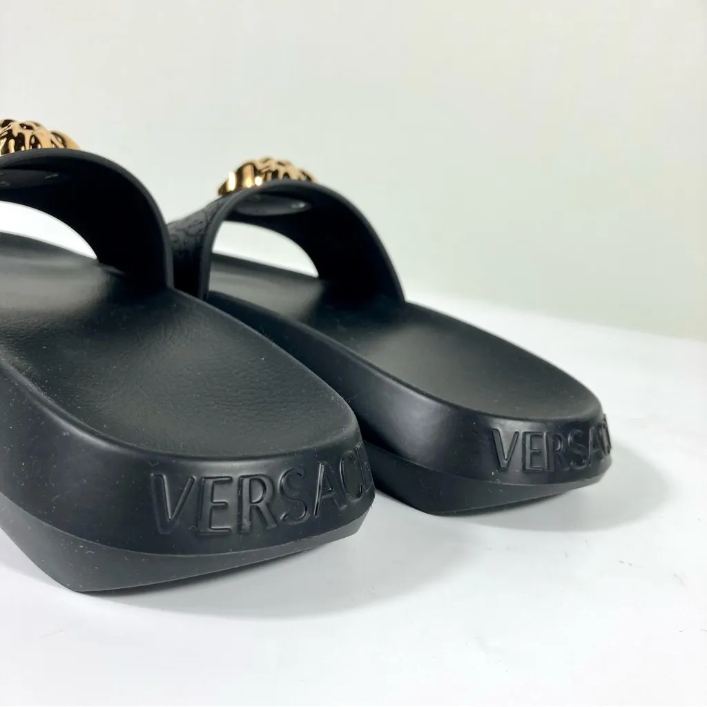 NWB Versace Palazzo Medusa Slide Sandal Black Size 37EU 1009461 DGOM8 KVO41 - Image 10